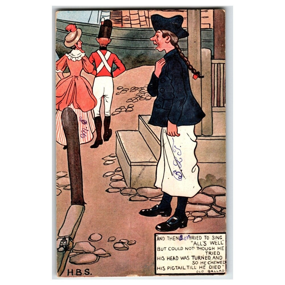 Raphael Tuck "Old Ballad" Comic Postcard - Sailor Pigtail Humor Oilette